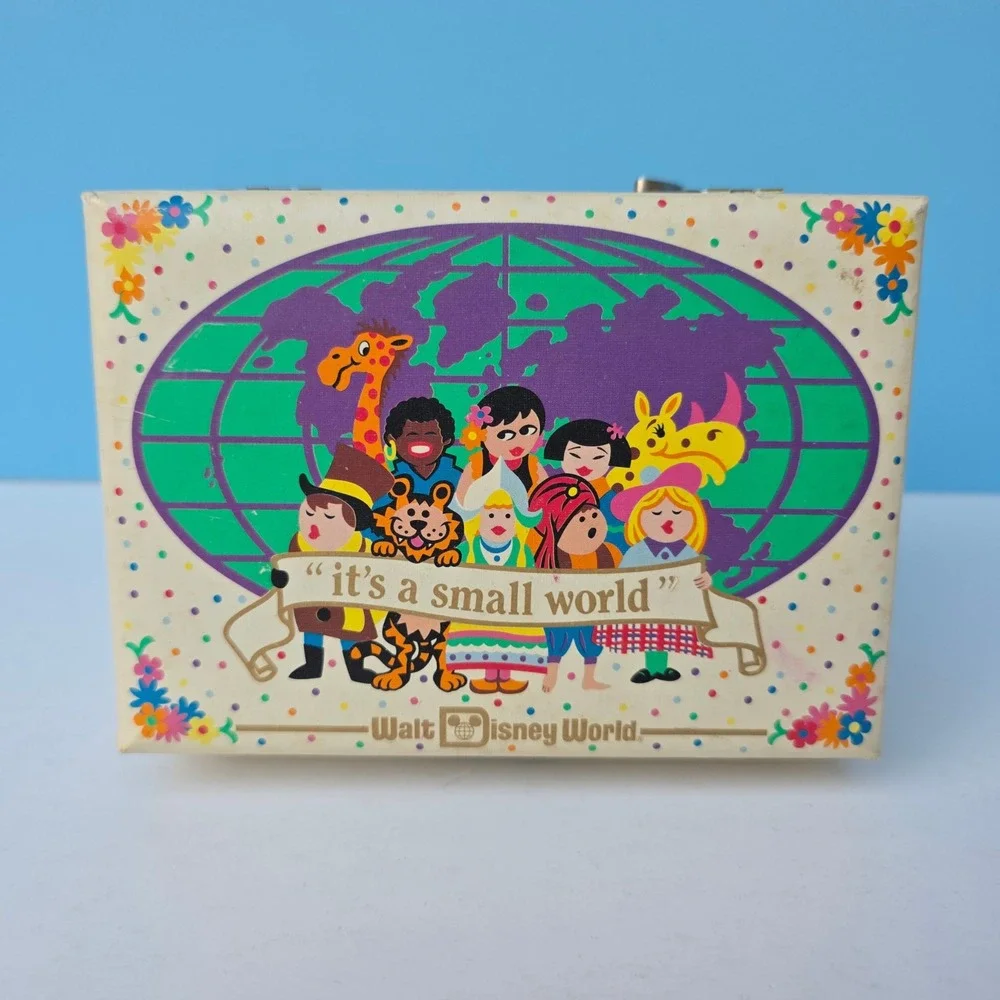 Vintage Disney It's a Small World Music Jewelry Box 6
